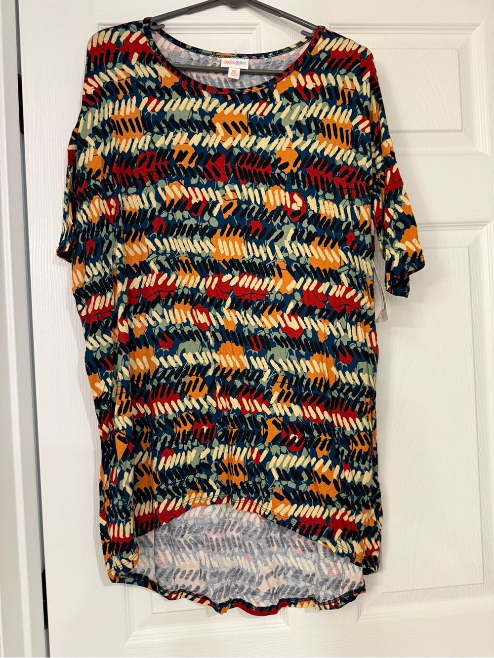 Lularoe Irma Multicolor Patterned Short Sleeve Shirt